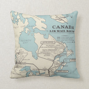 Map of Canada - Canada Air Mail Routes Cushion