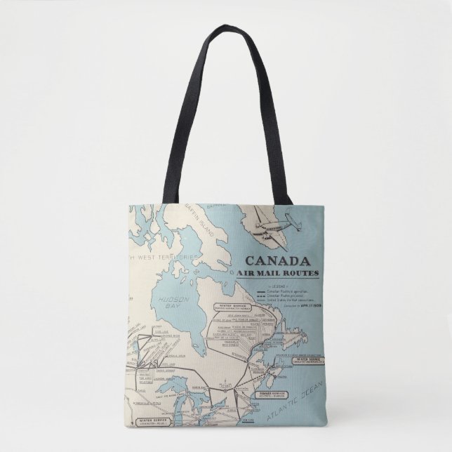 Map of Canada - Canada Air Mail Routes Tote Bag (Front)