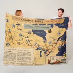 Map of Canada - Canada's Parks Fleece Blanket