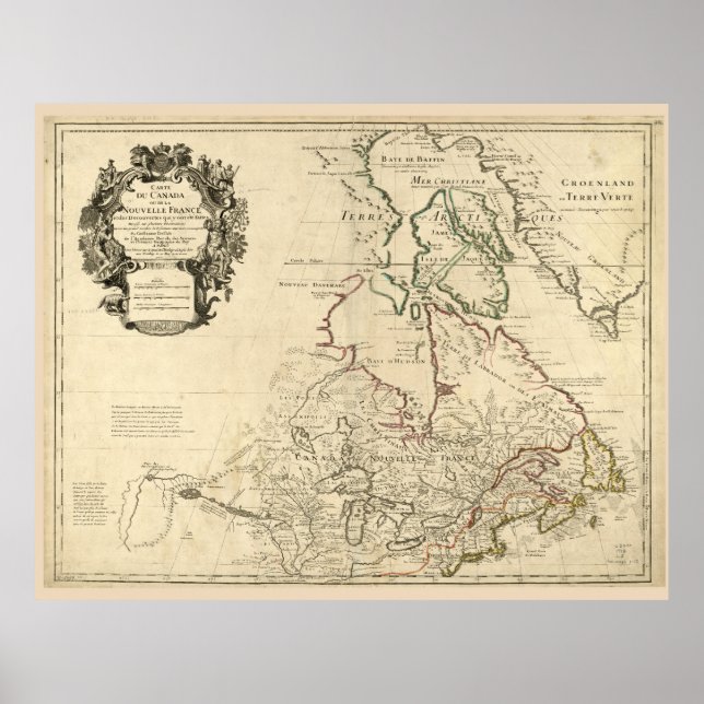 Map of Canada (circa 1718) Poster (Front)