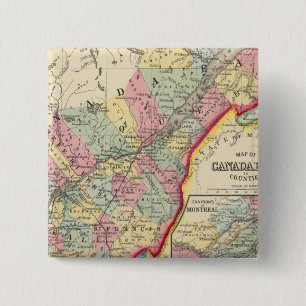 Map Of Canada East In Counties 15 Cm Square Badge