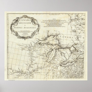 Map of Canada featuring Native American Villages Poster