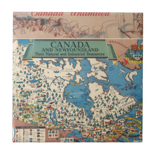 Map of Canada - Natural and Industrial Resources Ceramic Tile