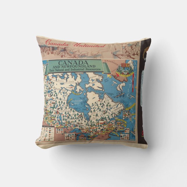 Map of Canada - Natural and Industrial Resources Cushion (Front)