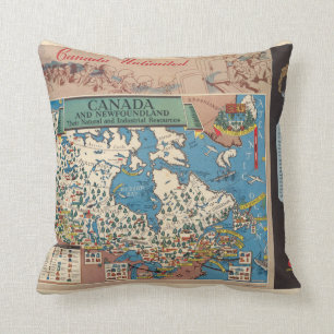 Map of Canada - Natural and Industrial Resources Cushion