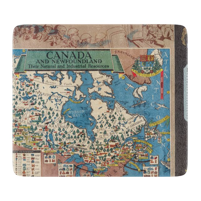 Map of Canada - Natural and Industrial Resources Cutting Board (Front)