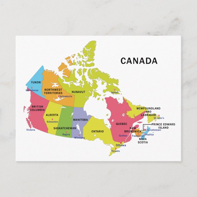 Map of Canada postcard (Front)