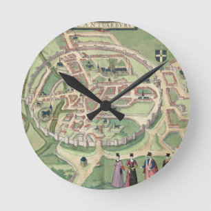 Map of Canterbury, from 'Civitates Orbis Terrarum' Round Clock