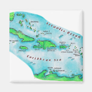 Map of Caribbean Islands Magnet
