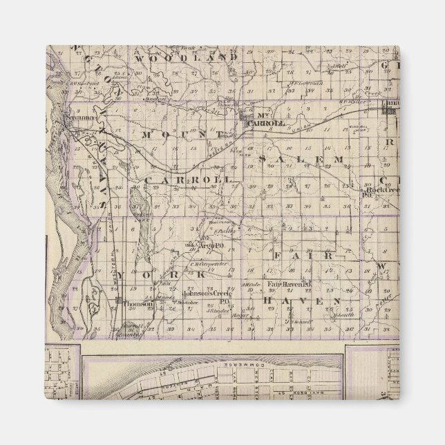 Map of Carroll County, Mt Carroll Magnet (Front)