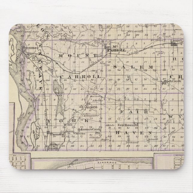 Map of Carroll County, Mt Carroll Mouse Pad (Front)