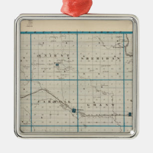 Map of Carroll County, State of Iowa Metal Ornament