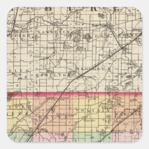 Map of Cass County, Michigan Square Sticker