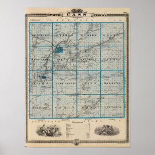 Map of Cass County, State of Iowa Poster