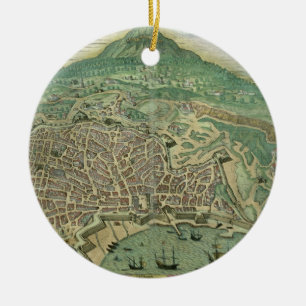 Map of Catania, from 'Civitates Orbis Terrarum' by Ceramic Ornament