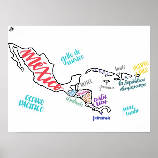 Map of Central America Poster (Front)