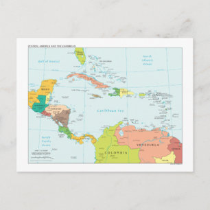 Map of Central America & the Caribbean Postcard