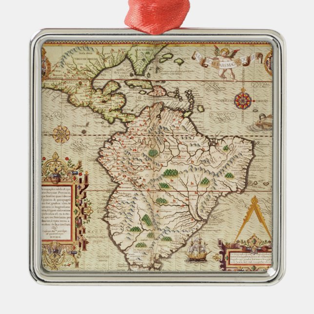 Map of Central and South America Metal Ornament (Front)