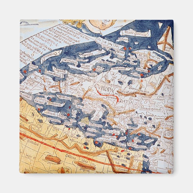 Map of central Europe, 1486 Magnet (Front)