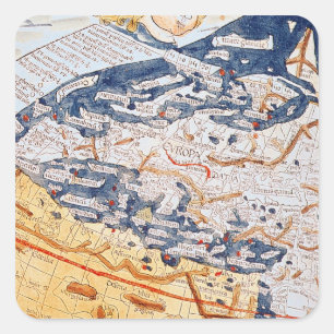Map of central Europe, 1486 Square Sticker