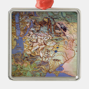 Map of Central Europe Metal Ornament