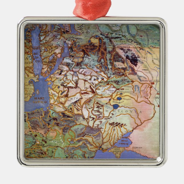 Map of Central Europe Metal Ornament (Front)