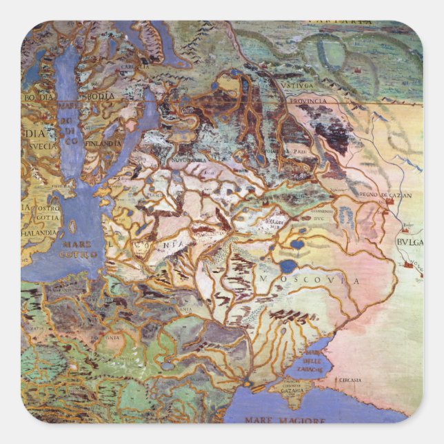 Map of Central Europe Square Sticker (Front)