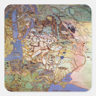 Map of Central Europe Square Sticker