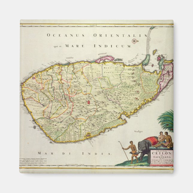 Map of Ceylon according to Nicolas Visscher Magnet (Front)