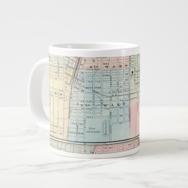 Map of Champaign, Urbana, Mattoon and Charleston Large Coffee Mug (Front Left)