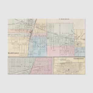Map of Champaign, Urbana, Mattoon and Charleston Tissue Paper