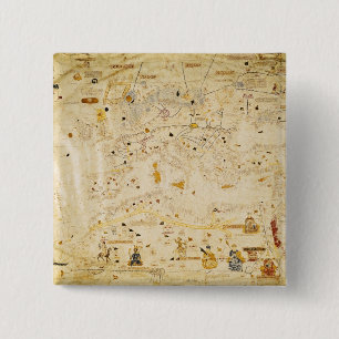 Map of Charles V, Map of Mecia 15 Cm Square Badge