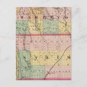 Map of Charlevoix and Antrim counties, Michigan Postcard