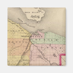 Map of Cheboygan County, Michigan Magnet