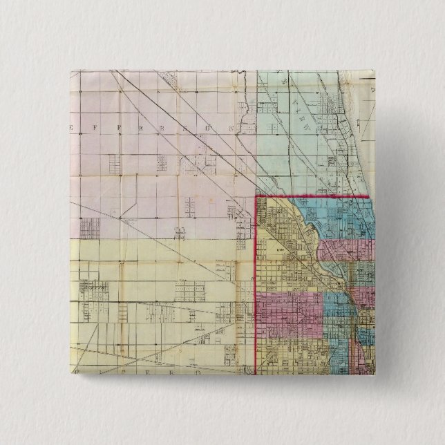 Map of Chicago 15 Cm Square Badge (Front)
