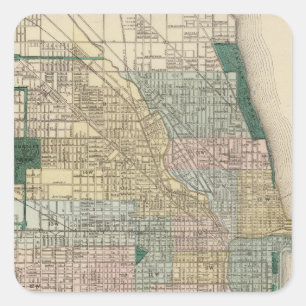 Map of Chicago City Square Sticker