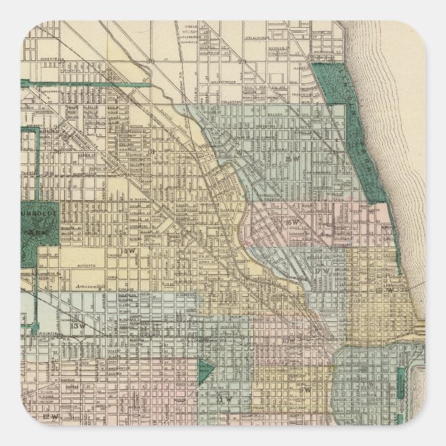 Map of Chicago City Square Sticker (Front)