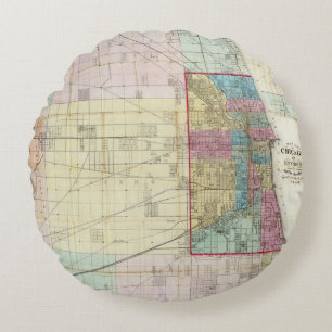 Map of Chicago Round Cushion