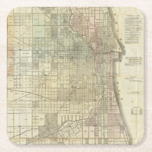 Map Of Chicago Square Paper Coaster