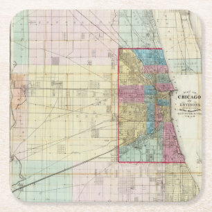Map of Chicago Square Paper Coaster