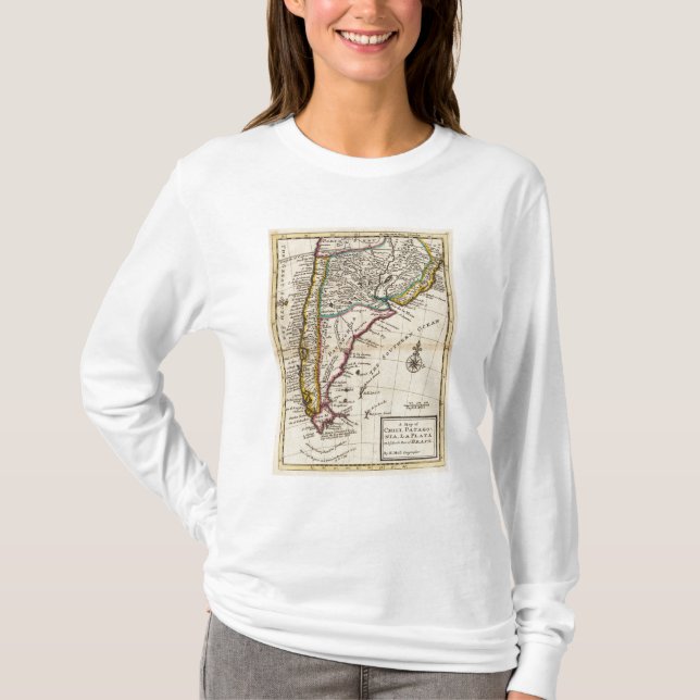 Map of Chilli, Patagonia, La Plata T-Shirt (Front)