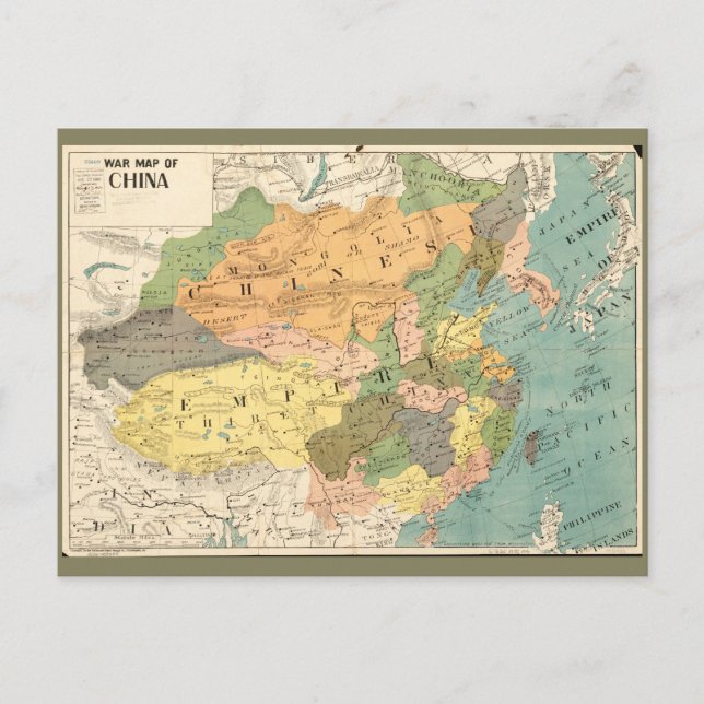 Map of China (1900) Postcard (Front)