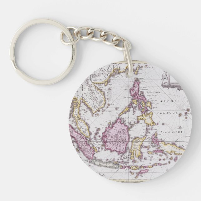 Map of China & Indonesia | 1710 Key Ring (Front)