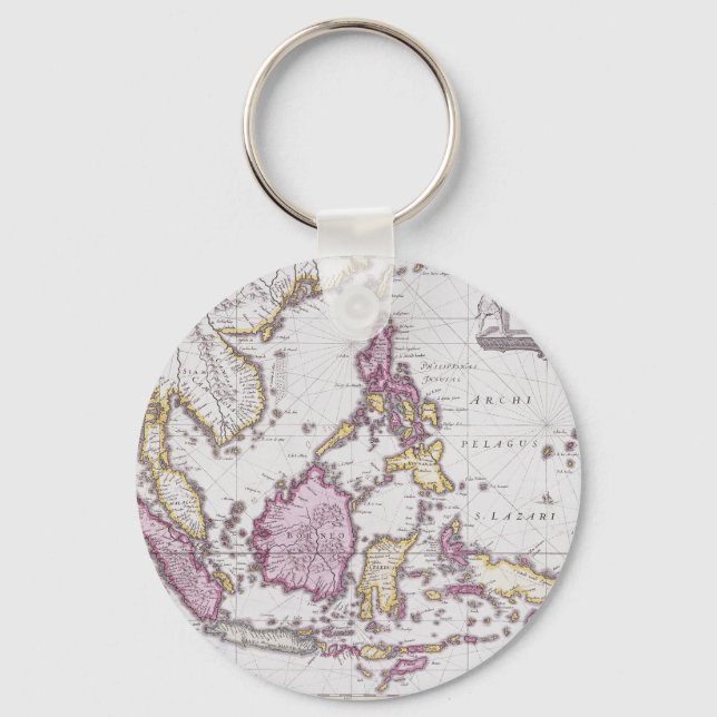 Map of China & Indonesia | 1710 Key Ring (Front)
