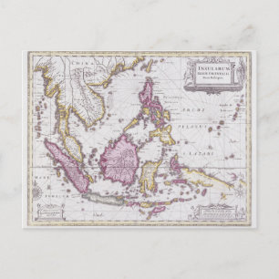 Map of China & Indonesia   1710 Postcard