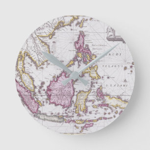 Map of China & Indonesia 1710 Round Clock