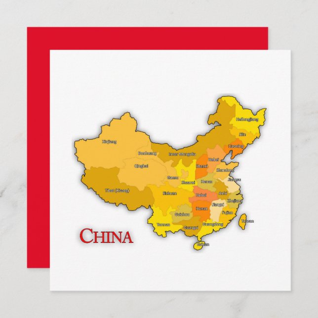 Map of china patriotic  card (Front/Back)