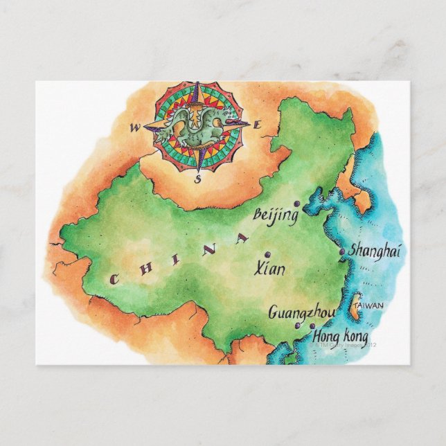 Map of China Postcard (Front)