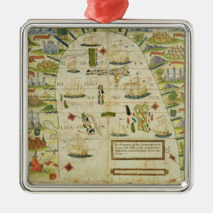 Map of China sea, facsimile of 'Miller Atlas' Metal Ornament