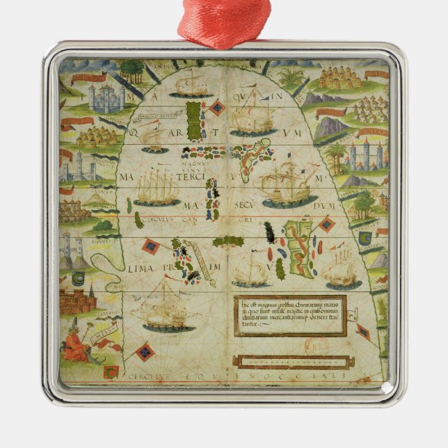 Map of China sea, facsimile of 'Miller Atlas' Metal Ornament (Front)